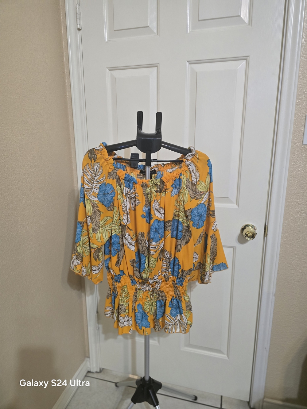 Orange/teal/ Tan/ Brown Blouse